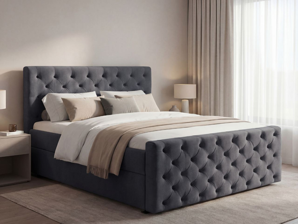 Boxspringbett mit Bettkasten 120x200 Montego Dunkel grau