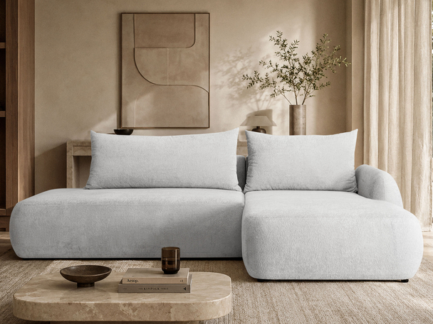Ecksofa L-Form mit Schlaffunktion und Bettkasten Velis Grau
