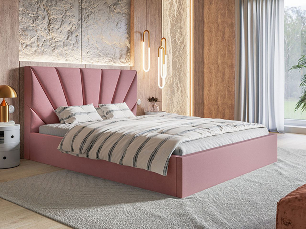 Polsterbett mit Bettkasten und Lattenrost 160x200 Orlo Rosa