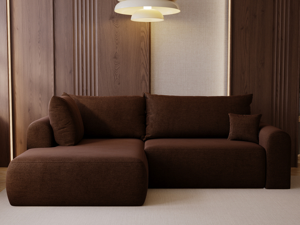 Ecksofa L-Form mit Schlaffunktion und Bettkasten Savana Bis Braun