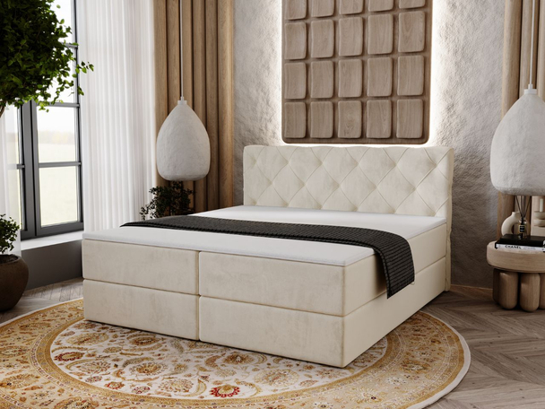 Boxspringbett mit Bettkasten 200x200 Napoli Beige