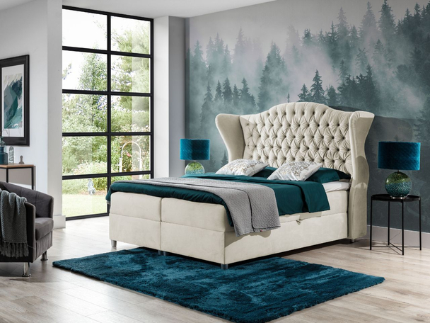 Boxspringbett mit Bettkasten 180x200 Kate Creme