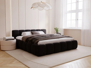 Polsterbett mit Bettkasten und Lattenrost 200x200 Cloud Low Schwarz