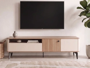 TV-Schrank mit Seitenschränken, 180 cm, Arelis Kaschmir, Royal Nussbaum
