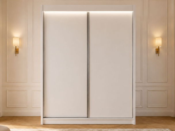 Schiebetürenschrank 150 cm mit LED-Beleuchtung Diano Weiß