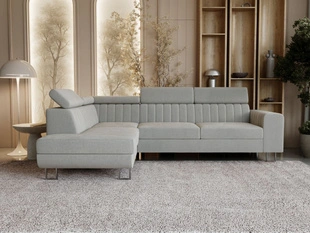 Ecksofa mit Schlaffunktion und Bettkasten Berona links Grau