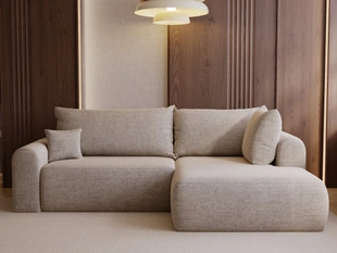 Ecksofa L-Form mit Schlaffunktion und Bettkasten Savana Bis Beige