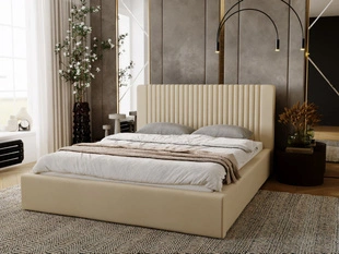 Polsterbett mit Bettkasten und Lattenrost 160x200 Malmo Beige