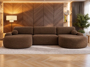 Wohnlandschaft mit Schlaffunktion und Bettkasten Aurio Braun