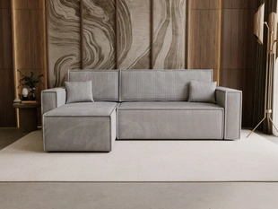 Modernes Ecksofa mit Schlaffunktion und Stauraum Prato L Grau