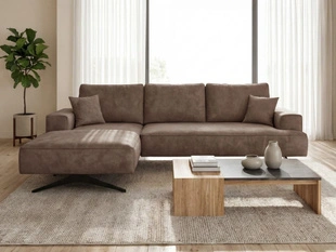 Ecksofa L-Form auf Metallbeinen Leto Links Braun