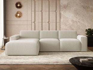 Ecksofa L-Form Links Lavia Bouclé-Stoff Beige