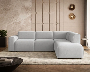 Ecksofa L-Form Rechts Eluno Bouclé-Stoff Grau