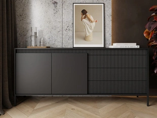 Kommode mit Türen und Schubladen 187 cm Sorano Schwarz