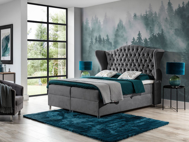 Boxspringbett mit Bettkasten 160x200 Kate Grau