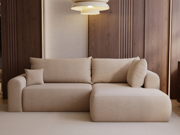 Ecksofa L-Form mit Schlaffunktion und Bettkasten Savana Bis Beige