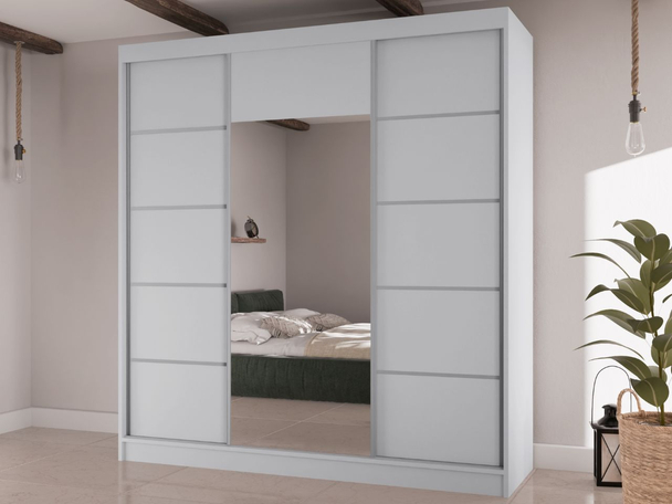 Schiebetürenschrank mit Spiegel 200 cm Maia Weiß