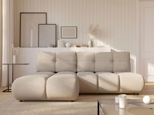 Ecksofa mit Schlaffunktion und Bettkasten Links Milet Beige