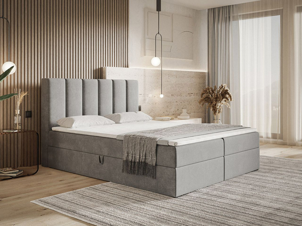 Boxspringbett mit Bettkasten 160x200 Cascada Grau