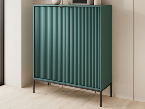 Kommode mit Türen Amber Grün, Schwarz Frame