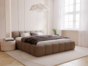 Polsterbett mit Bettkasten und Lattenrost 160x200 Cloud Low Bouclé-Stoff Braun