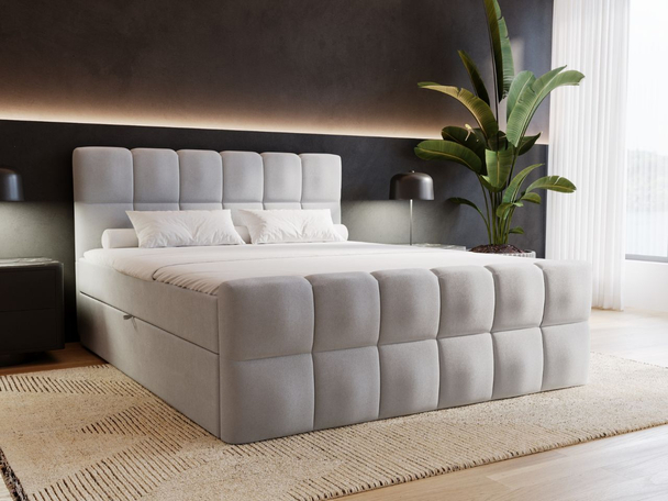 Boxspringbett mit Bettkasten 140x200 Alicante Grau