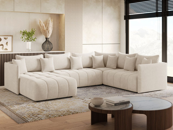 Wohnlandschaft mit Schlaffunktion und Bettkasten Ardi Bis Beige