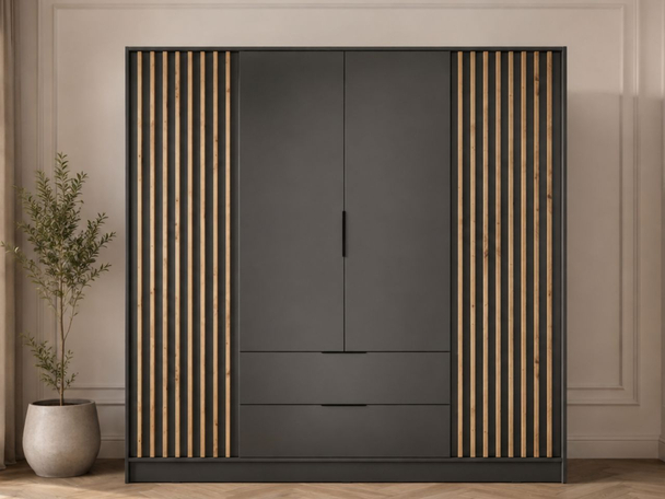 Kleiderschrank 206 cm Macron Graphit, Artisan Eiche