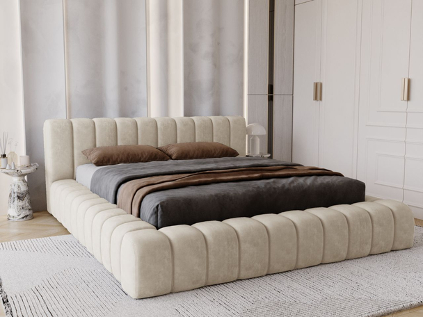 Polsterbett mit Bettkasten und Lattenrost 160x200 Italia Beige