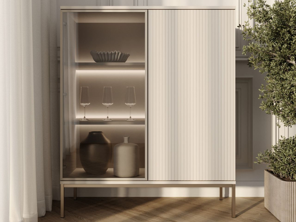 Vitrinenschrank mit Led Deo 126 cm Kaschmir