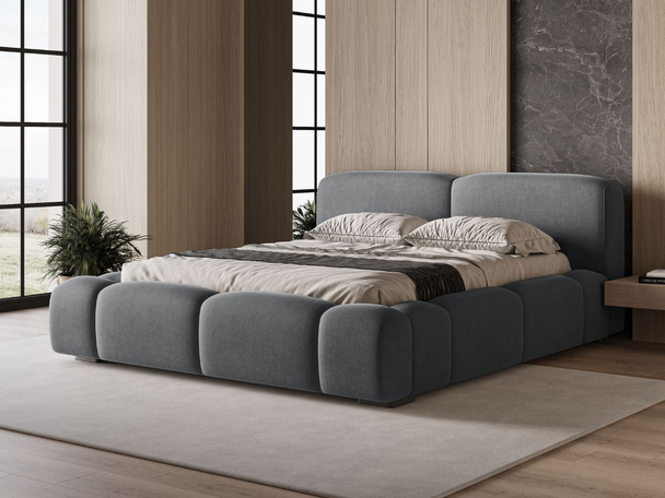 Polsterbett mit Bettkasten und Lattenrost 120x200 Aubi Dunkelgrau