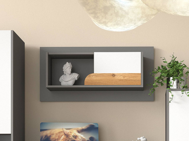 Hängeregal 100 cm langes für ein Jugendzimmer Casa Nash Eiche, Weiß, Grau