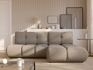 Ecksofa mit Schlaffunktion und Bettkasten Rechts Milet Grau