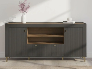 Kommode mit Türen und Schublade Messina Schwarz