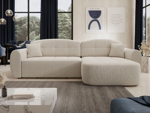 Ecksofa L-Form mit Schlaffunktion und Bettkasten Avessio Beige