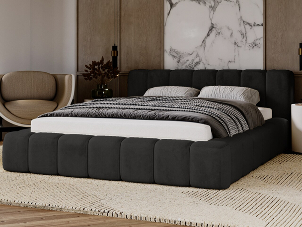 Polsterbett mit Bettkasten und Lattenrost 120x200 Ibiza Schwarz