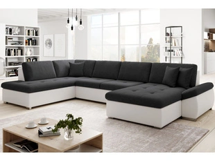 Wohnlandschaft mit Schlaffunktion Links Moni U Schwarz, Weiß