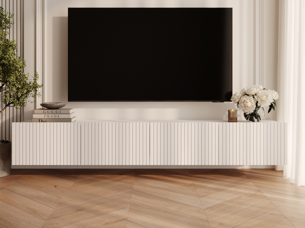 Set mit zwei TV-Lowboard mit Türen 100 cm Kioto Weiß matt