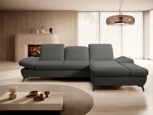 Ecksofa L-Form Rechts mit Schlaffunktion und Bettkasten Hannover Dunkelgrau