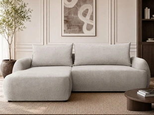 Ecksofa L-Form mit Schlaffunktion und Bettkasten Levio Beige