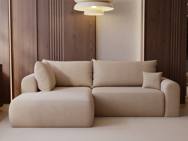 Ecksofa L-Form mit Schlaffunktion und Bettkasten Savana Bis Beige