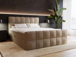 Boxspringbett mit Bettkasten 140x200 Bouclé-Stoff Alicante Braun