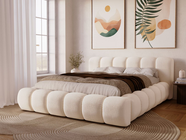 Polsterbett mit Bettkasten und Lattenrost 140x200 Doria Creme