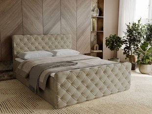 Boxspringbett mit Bettkasten 140x200 Lunaris Hellbraun
