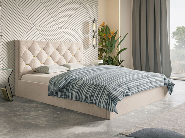 Polsterbett mit Bettkasten und Lattenrost 140x200 Salento Beige