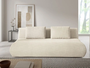 Schlafsofa mit verstellbarer Rückenlehne, Schlaffunktion und Bettkasten Figo Creme
