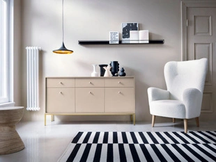 Kommode mit Türen sowie Schubladen mit Golden Metallbeinen Amor Beige