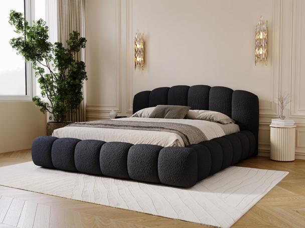 Polsterbett mit Stauraum und Lattenrost 200x200 Cloud Soft Schwarz