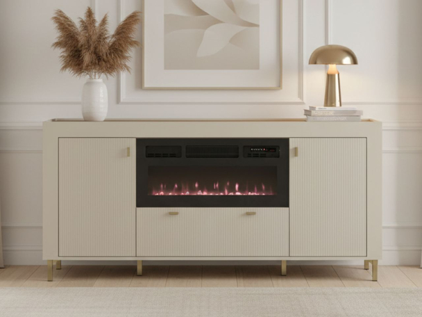 Kommode mit Türen, Schublade und Kamin Messina Kaschmir