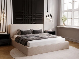 Polsterbett mit Bettkasten und Lattenrost 200x200 Monaco Beige